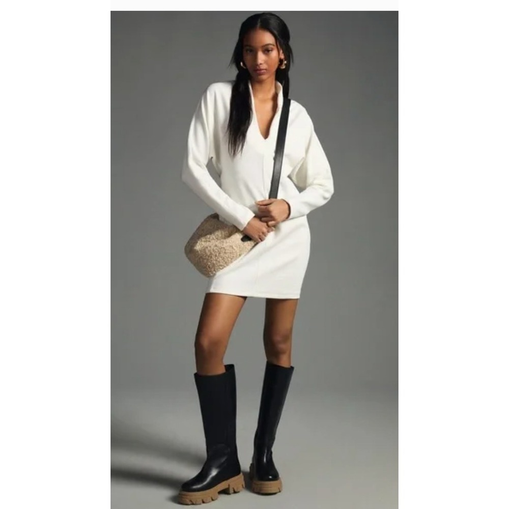 NWT Daily Practice‎  Anthropologie Long Sleeve V Neck Casual Chic Ivory white XS